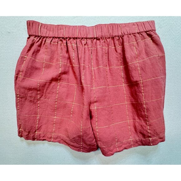 Liz Claiborne Womens Linen Blend Shorts Size 10 Pink Windowpane Casual Summer - Picture 7 of 11